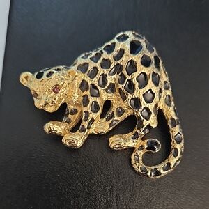 Gold and Black Leopard Brooch